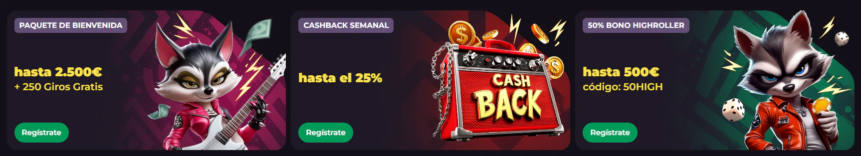 Promociones de bienvenida de RockySpin Casino para casino y apuestas deportivas